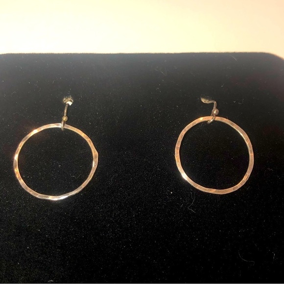 VTG Sterling Silver Hammered Design Circle Dangle Earrings Approx 1.2” - Picture 1 of 5